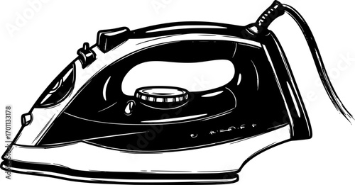 silhouette vector of  steam iron, showcasing household appliance isolated on white background svg png