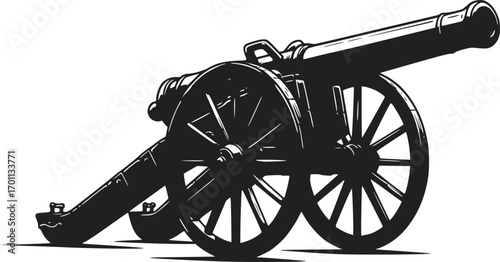 Vintage cannon vector illustration. Design element for poster, card, banner, t shirt, logo, label. Vector illustration
