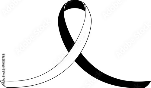 Elegant black and white ribbon symbolizing awareness, support, or remembrance