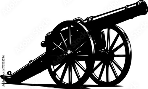 Vintage cannon vector illustration. Design element for poster, card, banner, t shirt, logo, label. Vector illustration
