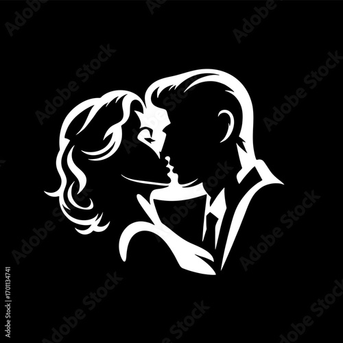 simple vector silhouette couple hugging	romance