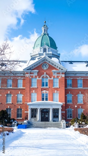 Classic winter facade of a historical building