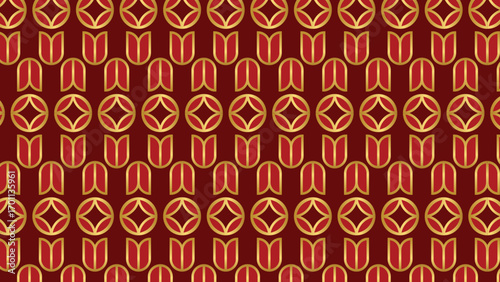 Abstract ornamental vector seamless red pattern and swatches oriental chinese new year modern simple wallpaper geometric diagonal fabric set of design elements EPS 10