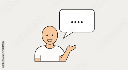 Illustration of a person with a speech bubble, symbolizing communication and conversation