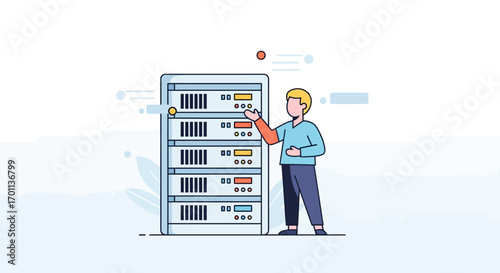 Server Infrastructure Maintenance and Data Center Management Illustration