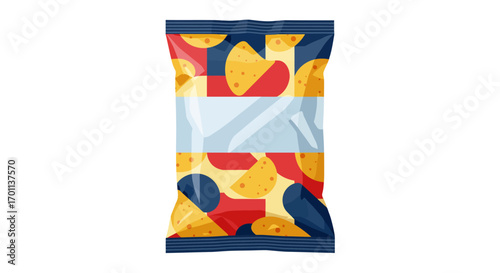 Colorful Bag of Tortilla Chips with Clear Window.