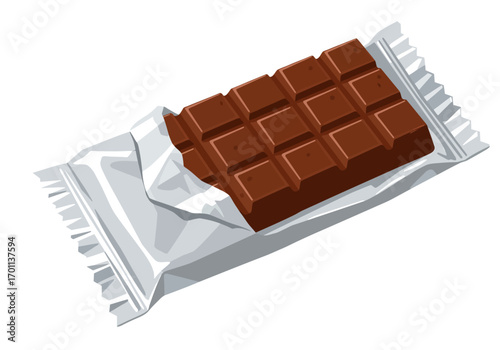Delicious Milk Chocolate Bar in Silver Foil Wrapper.