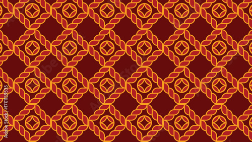 Abstract ornamental vector seamless red pattern and swatches oriental chinese new year modern simple wallpaper geometric diagonal fabric set of design elements EPS 10