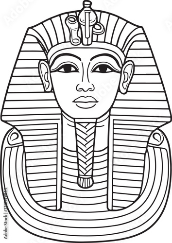golden mask of the ancient egyptian king tutankhamun illustration coloring page