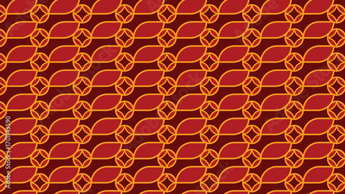 Abstract ornamental vector seamless red pattern and swatches oriental chinese new year modern simple wallpaper geometric diagonal fabric set of design elements EPS 10