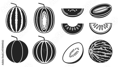 Assorted Fruit Silhouettes With Straws watermelon cantaloupe