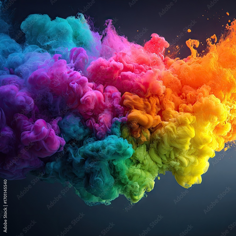 Fototapeta premium A vibrant display of colorful ink swirling in a dynamic and mesmerizing way against a dark backdrop.