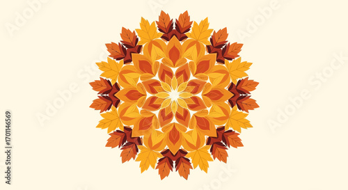 Autumn Leaves Mandala: Warm-toned Fall Foliage Pattern
