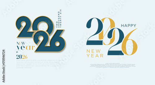 2026 new year design. Different numbers design with neat cut style. Beautiful display of numbers and colors. Vector design for calendar design, banners and social media posts.