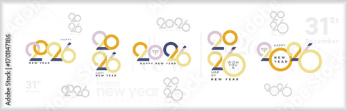 New Year 2026 design. Beautiful artwork to welcome New Year 2026. Creative concept of new year 2026 symbol. Happy new year 2026 concept for calendar, card and social media post template.