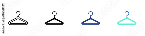 Clothes Hanger Multiple Style Icon Sheet Design Vector - Clothes hanger symbol for wardrobe, laundry drying, and clothing organization
