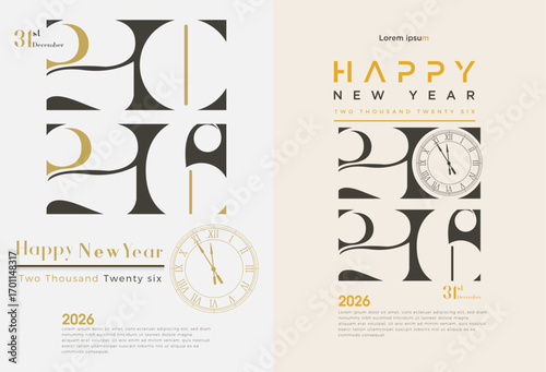 Celebration of the new year 2026 with the concept of a truncated square bangle. Premium vector design for 2026 new year banner, poster, template.