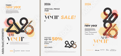 New year 2026 design. New year sale design. New year 2026 greeting design. Design for banners, greeting cards and posters.