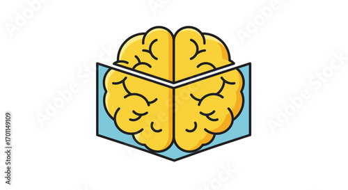 A conceptual illustration of a human brain opening like a book, symbolizing knowledge, learning, and intellectual growth.