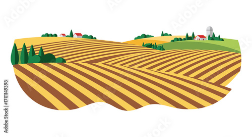 a picturesque rural landscape with fields trees and houses