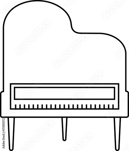 Black silhouette of upright piano icon isolated on transparent background. Graphic illustration. concept of musical instrument, classical music, piano recital, icon, logo, design element.