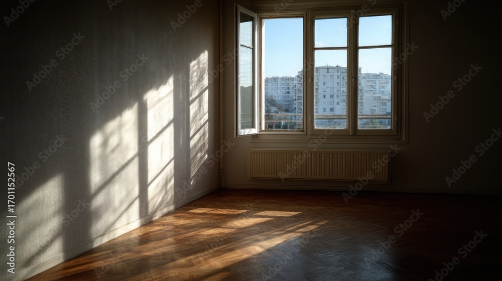 Fototapeta premium Empty room sunlight shadows