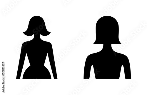 silhouettes of women facing forward. silhouette of a woman