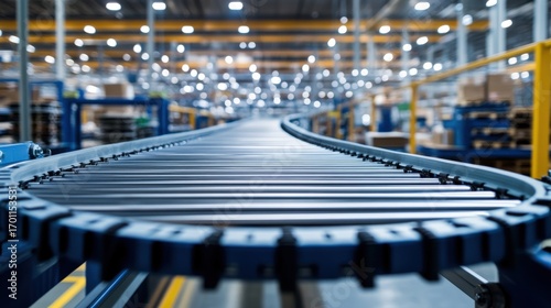 Wallpaper Mural Close-up of a curved conveyor belt in a warehouse. Torontodigital.ca