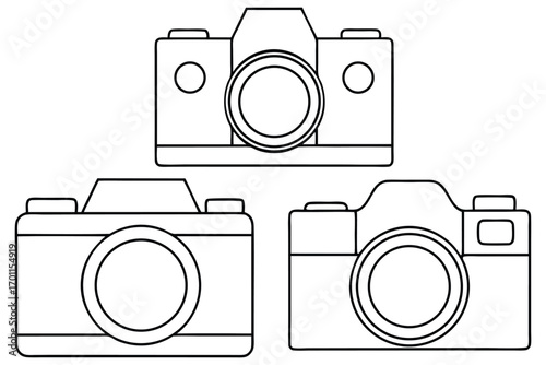 Three stylized retro inspired cameras vintage photography