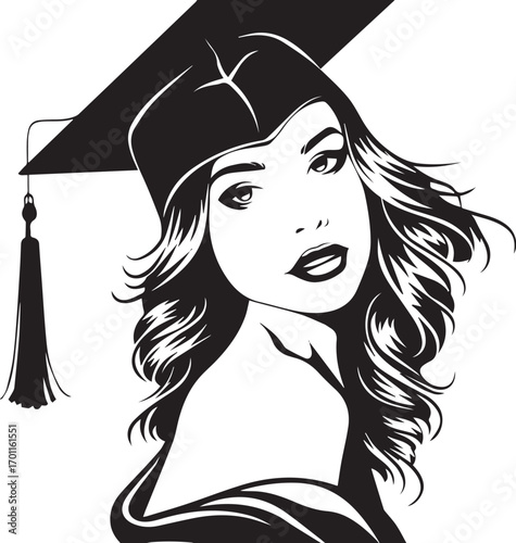 Graduate with Hope: A poised graduate in a cap and gown, representing the bright future ahead, symbolizes academic achievement and the culmination of years of dedication.
