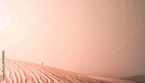 Fototapeta Naklejka Na Ścianę i Meble -  Person Walking on Sand Dune at Sunset