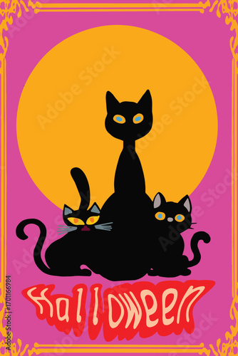 halloween background with cat