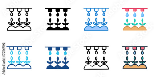 Irrigation Management icon set multiple style collection 
