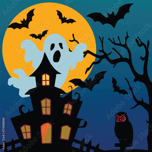 halloween background with haunted house