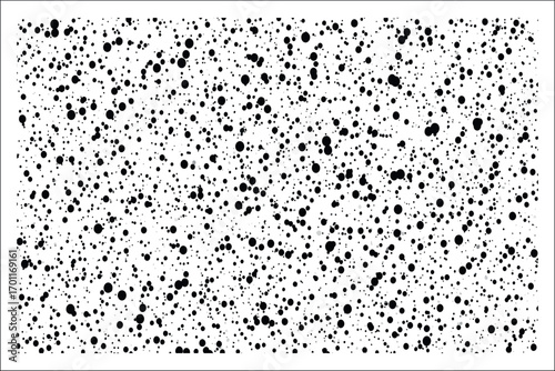 Black dots of varying sizes scattered across a white background pattern texture