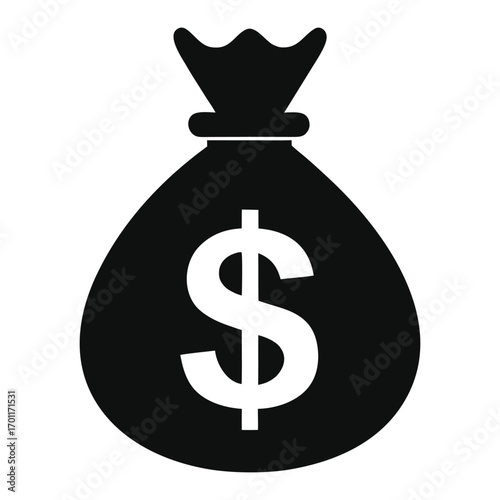 Black silhouette of a money bag with a dollar sign