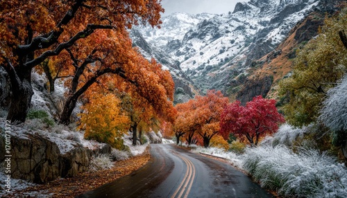 Autumn Road Through a Mountain Landscape