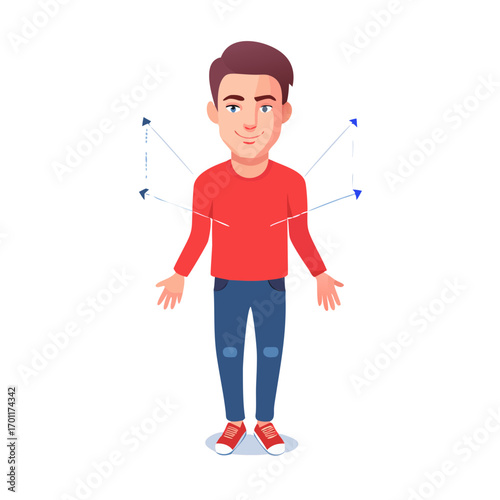 Cartoon 2d man character constructor sets for full body and head rigging design vector causal man