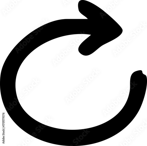 Stylized hand-drawn reload refresh cycle arrow icon.