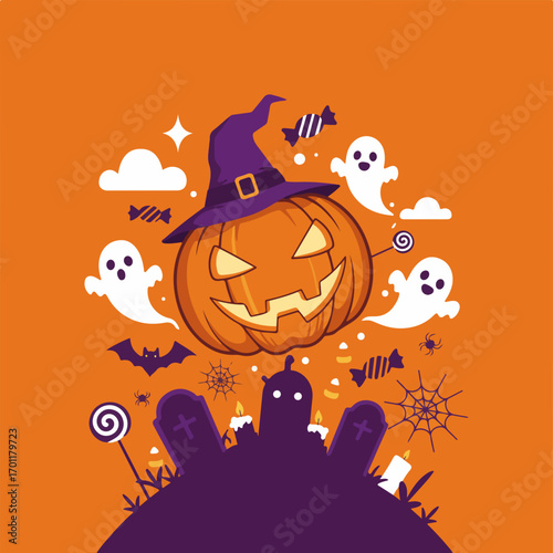 halloween background with pumpkin