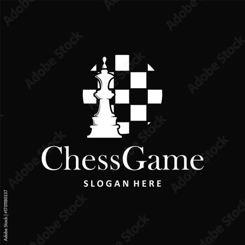 chess logo concept vintage retro game design miniature chess pawn design, silhouette concept symbol icon illustration vector and icon