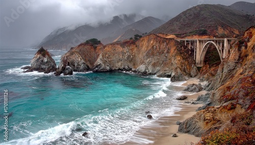 Coastal Highway Overlook with Turquoise Waters