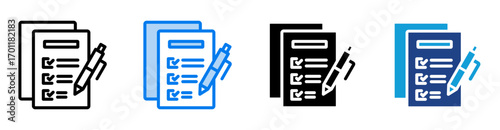 Exam icon set multiple style collection