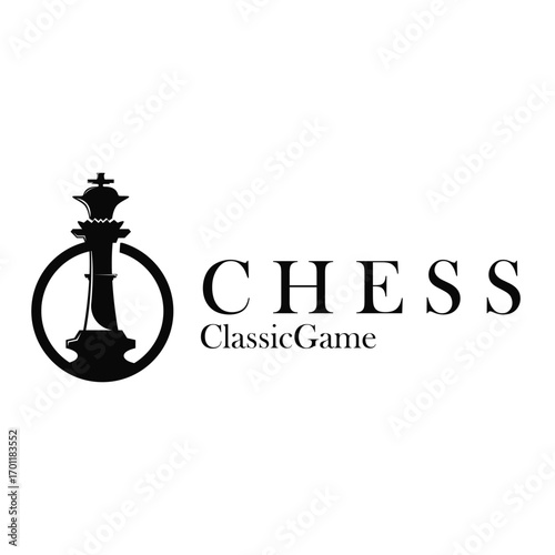 chess logo concept vintage retro game design miniature chess pawn design, silhouette concept symbol icon illustration vector and icon