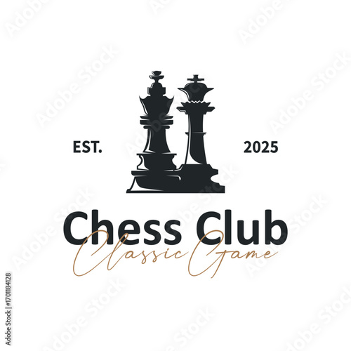 chess logo concept vintage retro game design miniature chess pawn design, silhouette concept symbol icon illustration vector and icon