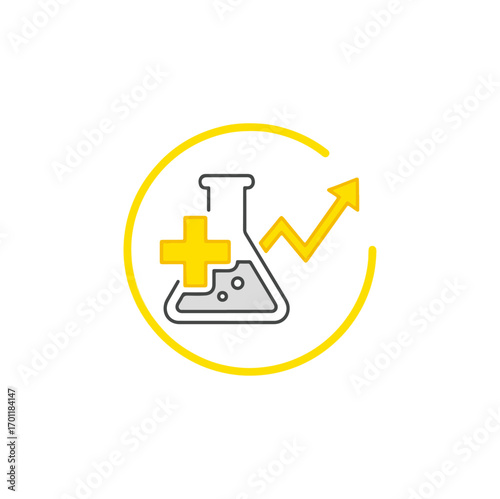 Laboratory flask with growth graphic