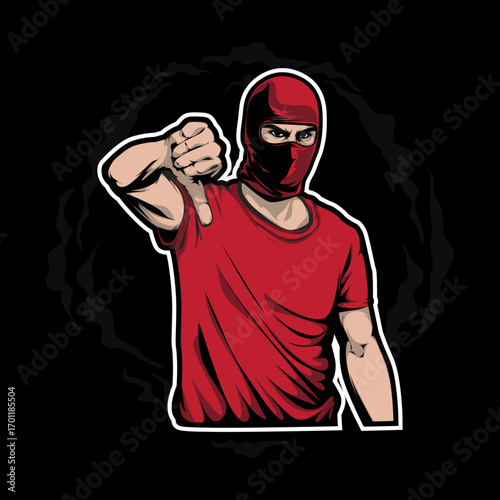 ultras hooligan casual football in red shirt sticker logo vector design