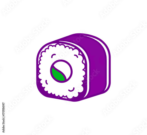 Purple sushi roll graphic illustration