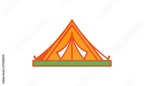 Orange camping tent illustration