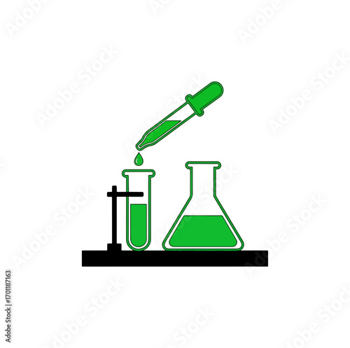 Green science laboratory equipment illustration